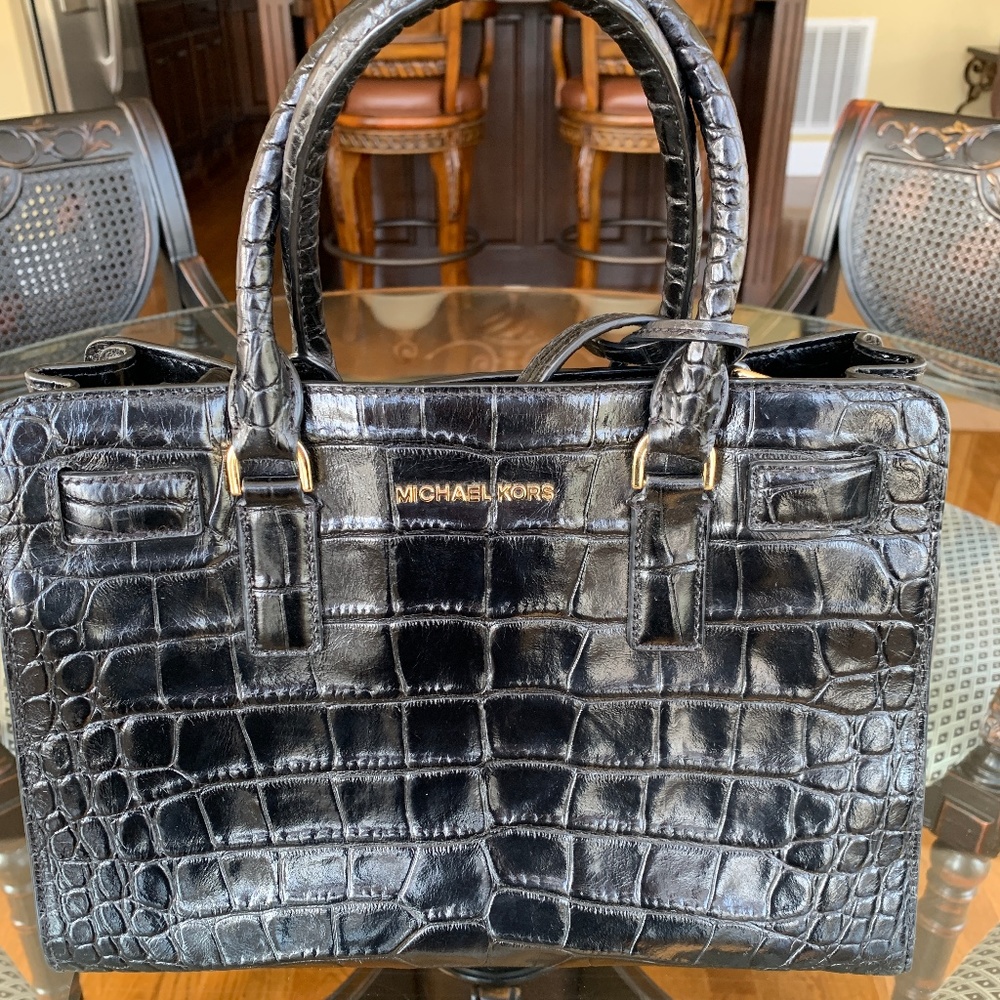 Micheal Kors black croc bag